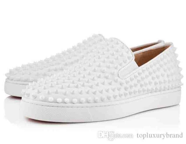 

2020 france prefer brand shoes luxey men red bottom sneakers men genuine low shoes full white leather pik roller-boat / high / low, Black