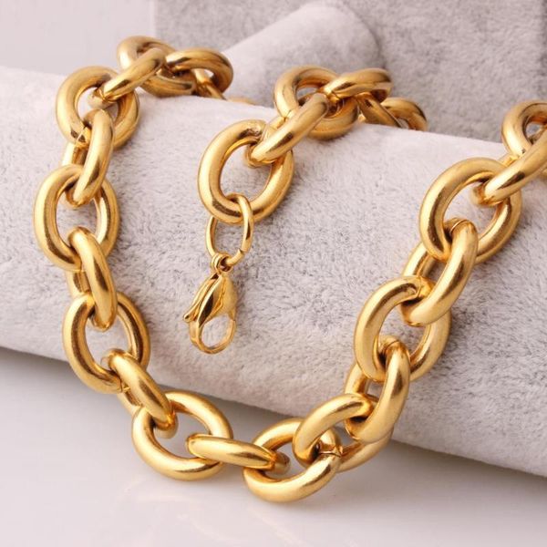 

11/13/15mm new arrive gold tone strong o oval link chain stainless steel mens womens necklace or bracelet bangle 7-40inch, Silver