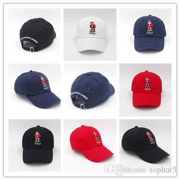 

2018 classic style white blue black colors polo bear hats for men hip hop snapback caps visor casquette baseball cap, Blue;gray