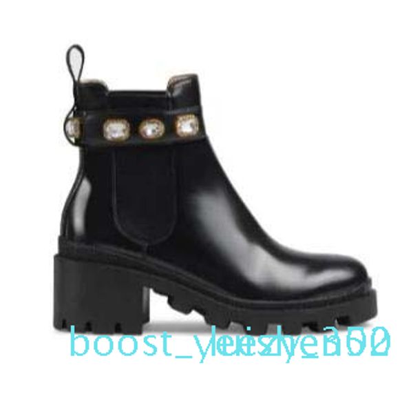 

2020 new high platform fur designer martin for women real leather fashion designer women's chunky combat booties female b35, Black