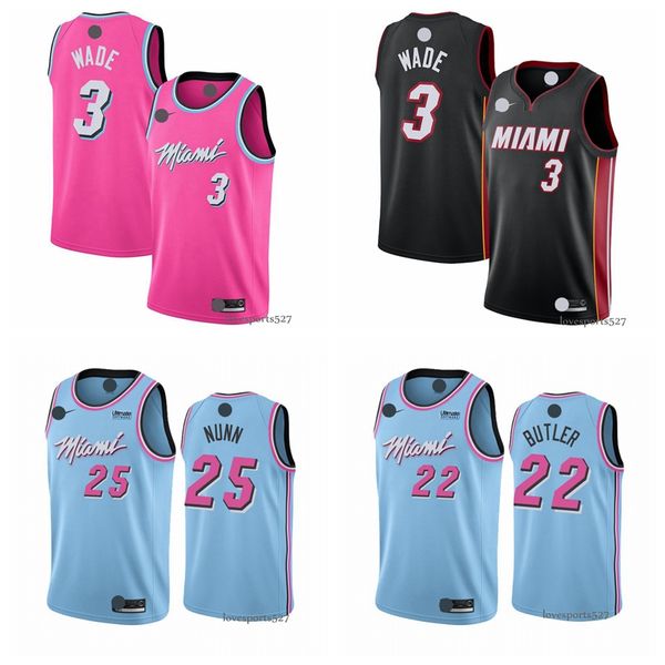 

men's miami heat jersey dwayne 3 wade jimmy 22 butler 14 tyler herro kendrick 25 nunn basketball jerseys 816, Black;red