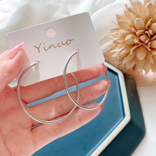 

2020 luxury 925 silver circle earrings wild fashion temperament earrings female personality simple and explosive hypoallergenic earrings, Golden