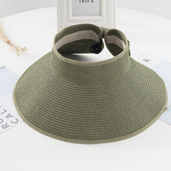 

women summer foldable straw sun visor with cute bowtie beach daily holiday hat xin-shipping, Blue;gray