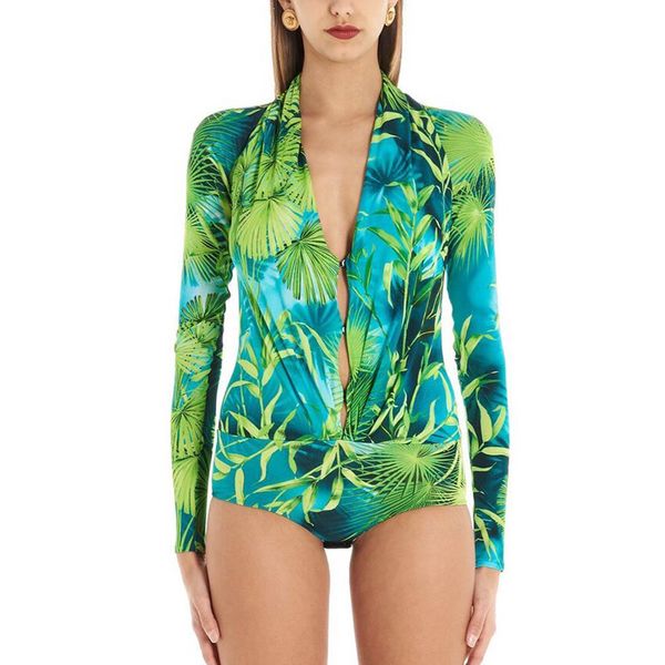 

z-zoux women jumpsuit v-neck long sleeve short bodysuit women green red print summer short jumpsuit 2020 new fashion sexy, Black;white