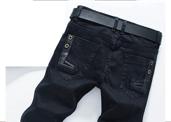 

autumn male black jeans male slim elastic long trousers plus size skinny, Blue