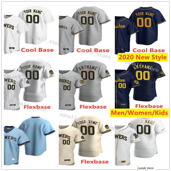

2020 new men lady kids 8 ryan braun 6 lorenzo cain 22 christian yelich 3 orlando arcia 5 jedd gyorko 5 garrett mitchell eric sogard jerseys, Blue;black