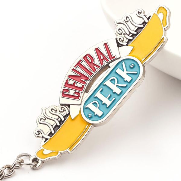 

tv show friends keychain central perk coffee time pendant key chain for friend car keyring llavero jewelry gift, Silver