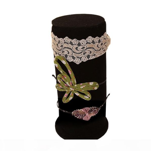 

vertical black velvet bold hoop frame headband holder hair accessories jewelry display stand holder rack shelf 35 * 14cm, Black;white