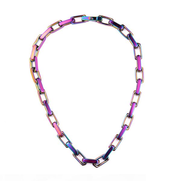

colorful fashion hip hop men stainless steel cuban link chain men and women hip hiop jewelry, Silver