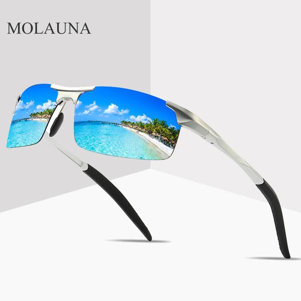 

brand designer rimless sunglasses men porlarized aluminum magnesium sports sun glasses male outdoor driving goggles gafas uv400, White;black