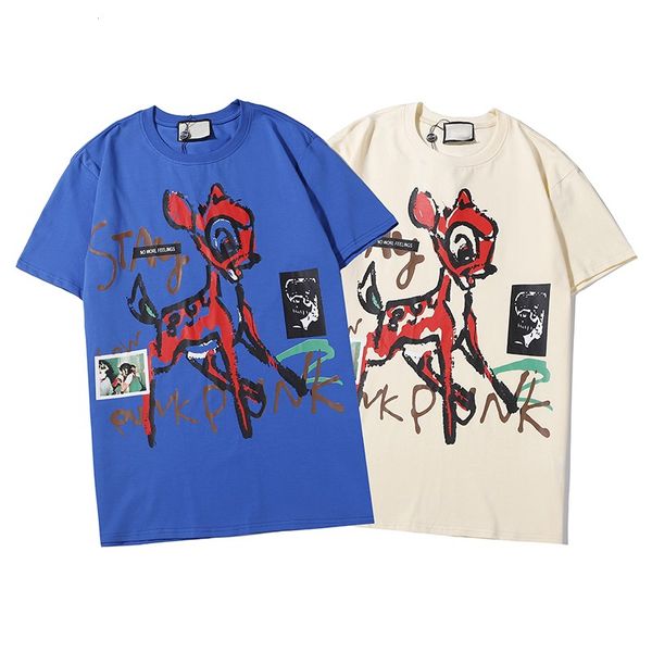 

19ss animal letters printing tee men italy shark caricature summer t shirt fashion couples short sleeve clothes high street, White;black