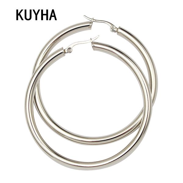 

fashion women earrings 55mm/46mm hoop earring small or large silver color stainless steel party jewelry, Golden;silver