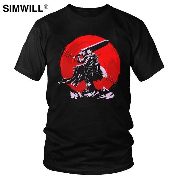 

berserk guts sun t shirts mens awesome short sleeves cotton tee japan anime manga swordsman hero t-shirt regular fit brand