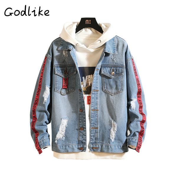 

godlike 2020 men's spring and autumn new fashion business casual long sleeve cotton baggy denim jacket s-3xl, Black;brown
