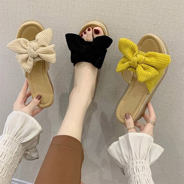 

summer female fashion zapatos mujer woman dropshipping women slippers ladies pu butterfly knot wedges platform comfort shoes, Black