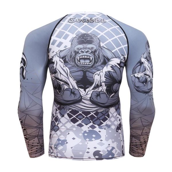 

2020 new compression shirt men base layer long sleeves 3d prints thermal under mma rashguard tights skin man's t shirt coceddb, White;black