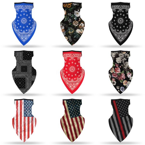 

designer printed women silk magic scarf face mask handkerchief outdoor windproof half face dust-proof sunshade#350, Black