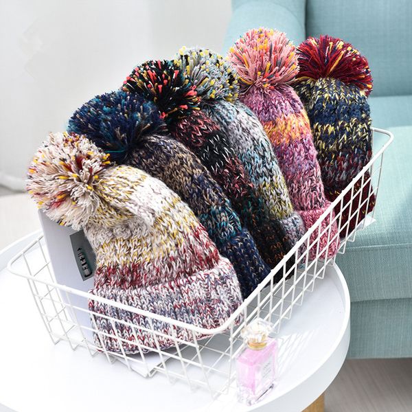 

new hat women autumn and winter korean wool hat thickening plus velvet caps mixed color earmuffs outdoor warm skullies & beanies, Blue;gray