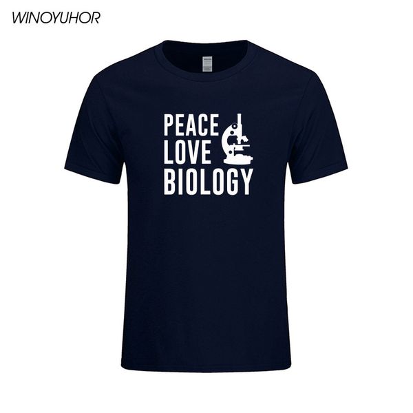 

new design men's t-shirt peace love biology short sleeve crew neck tee cotton summer funny printed t shirts men