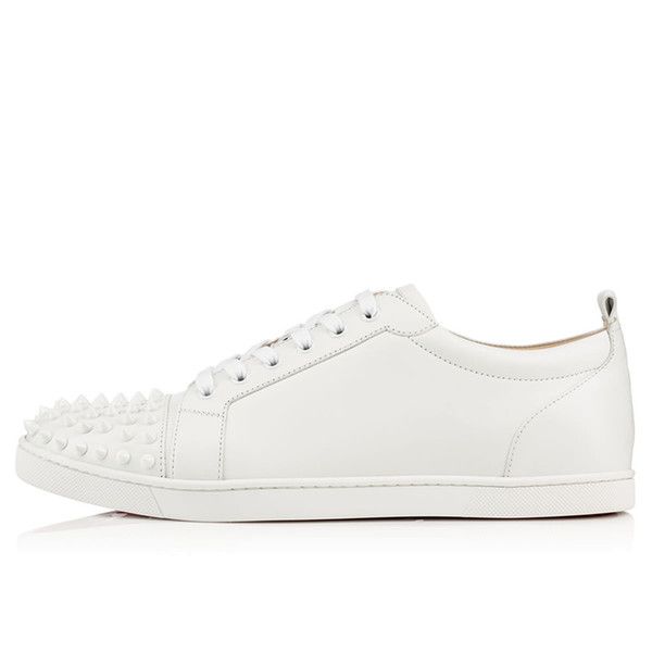 

with box designer sneakers low cut spikes flats shoes red sole for men and women leather sneakers party designer shoes, Black