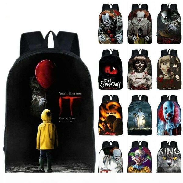 

stephen kings it polyester backpack pennywise college schoolbag student kids print shoulderbag laprucksack handbag bookbag satchel bag