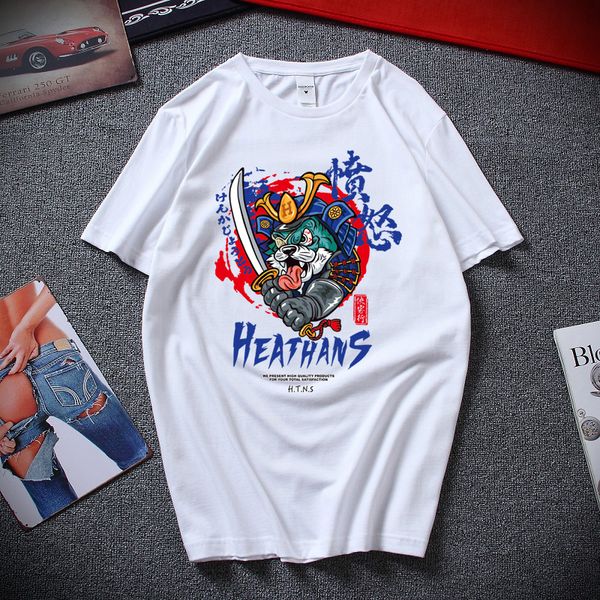 

new hip hop t-shirt street oversized funny angry dog harajuku t shirt japan style summer cotton short sleeves tee shirt homme