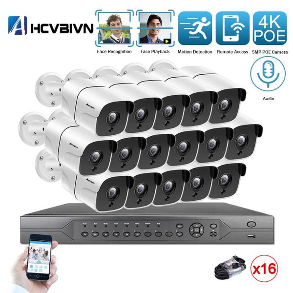 

ahcvbivn 4k ultra hd poe cctv security nvr kit 16ch h.265 with audio in/outdoor waterproof video surveillance camera kit