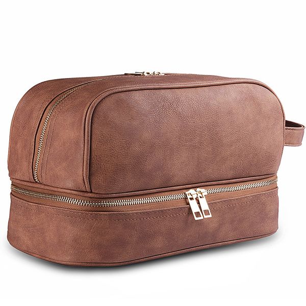 

двойной слой косметического мешок кожа косметические сумки