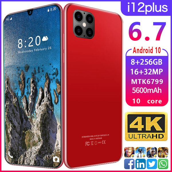 

smartphone global version 8 + 256gb android mobile phone 3g 4g 6.6 inch mobilephone face fingerprint unlock cellphone