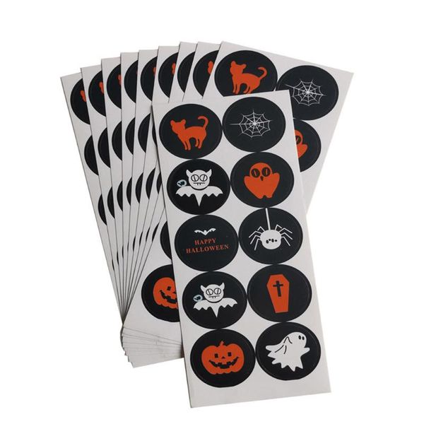 

party favor drop/ship round halloween pumpkin decoration sticker candy gifts bag sealing 10pcs 0721@p3 holiday diy decorations