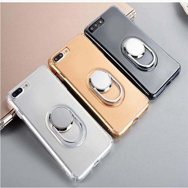 

360 degree rotating magnetic soft tpu phone case with ring grip holder for iphone 7 7plus 6s with kickstand
