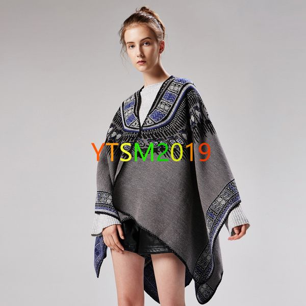 

cape coatwomen cloak ladies shawl coat loose tippet imitation cashmere fashion print amice design casual cape outerwear cloak, Black