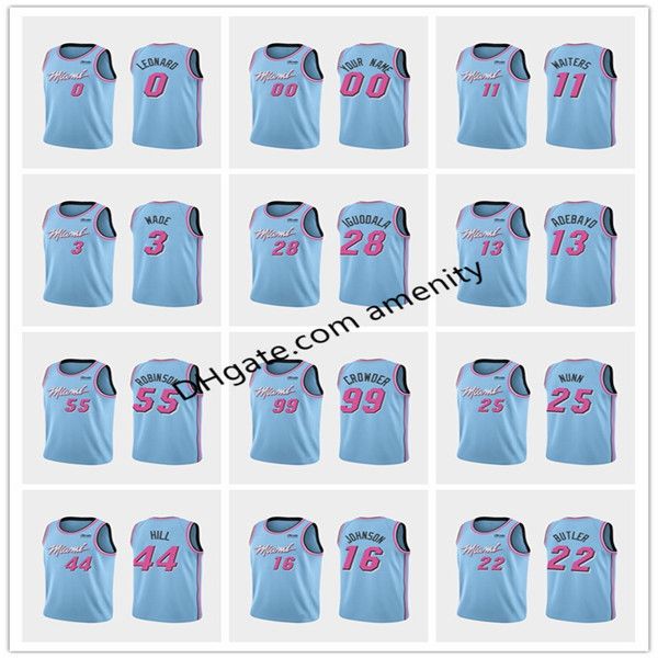 

men custom heat miami 21 whiteside 3 wade 7 dragic 22 butlerbasketball jerseys hassan jimmy dwyane goran city blue jersey, Black