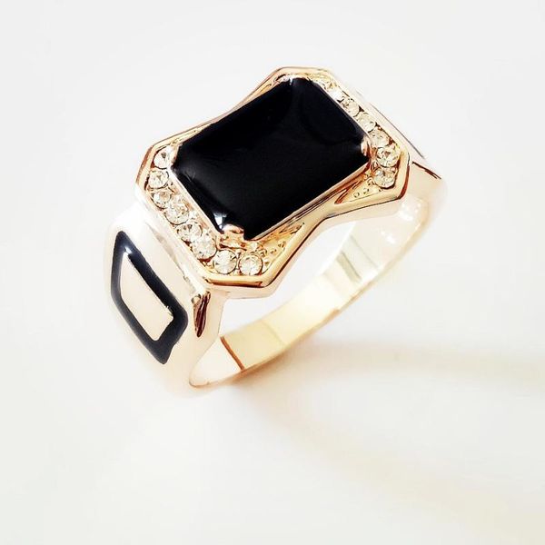 

men ring jewelry vintage style ring designs for men new fashion black stone cubic zircon party rings, Golden;silver
