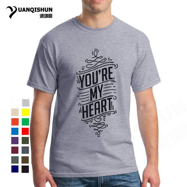 

верхнее качество 16 цветов хлопка футболки ты мое сердце ваше моя душа пара одежда printed tee топы горячие продажи моды футболку