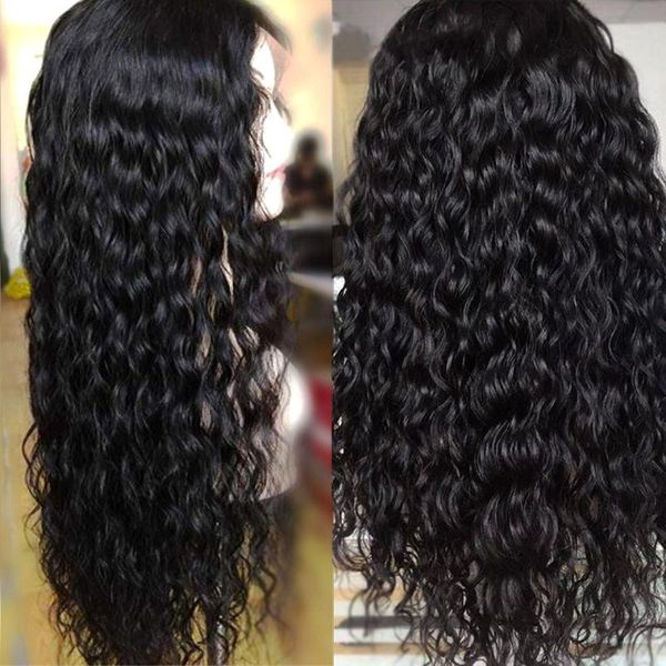 

lace wigs aircabin 30 inch 13x6 hd water wave type t transparent front wig glueless brazilian remy human hair for women, Black;brown