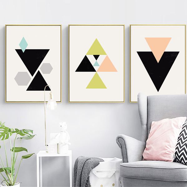 

color block geometry wall art canvas posters prints nordic style abstract painting minimalist wall pictures for living room