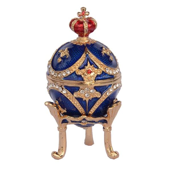 

mini crown egg jewelry box trinket boxes faberge eggs vintage home decor christmas birthday gifts decoration, Pink;blue