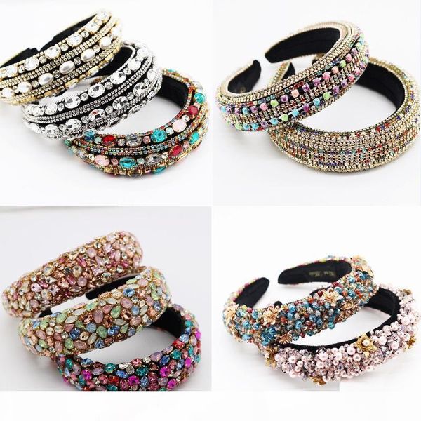 

14 new styles baroque full crystal headband hair bands for women colorful diamond headbands hair hoop fashion party jewelry accessories, Silver