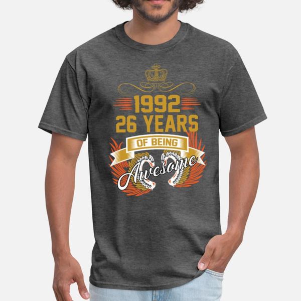 

1992 26 years of being awesome t shirt men printing short sleeve s-xxxl costume famous authentic summer natural shirt, White;black