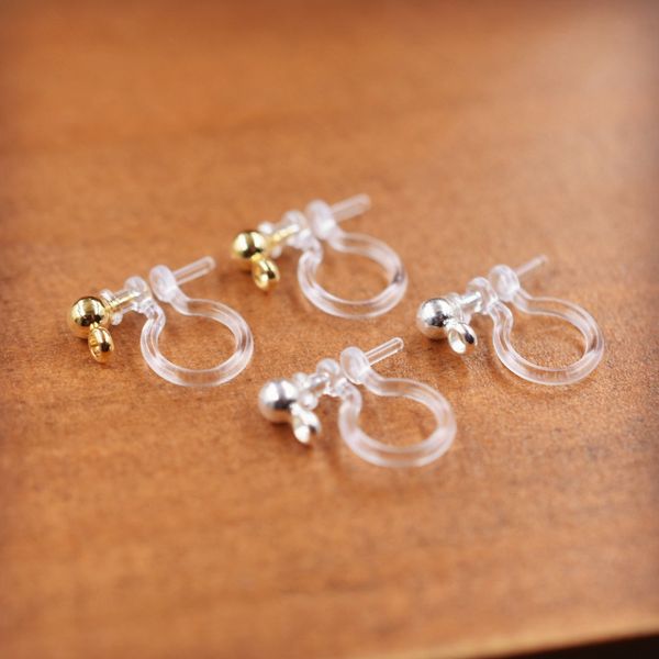 

50pieces 25pairs small invisible resin earring clip , no pierced dangle invisible clip on earrings finding t200808, Bronze;silver