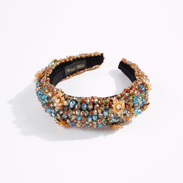 

charm limited edition luxury baroque crown full rhinestone handmade hairbands crystal wide classic headband wedding hair jewelry, Golden;silver