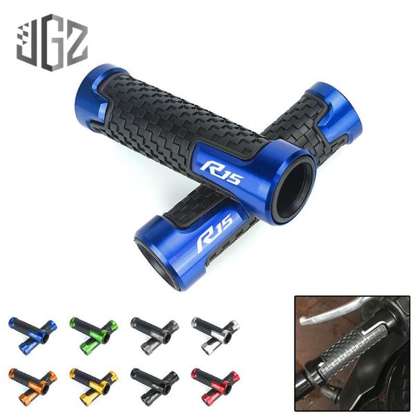

pair motorcycle accessories 22mm cnc aluminum rubber gel handlebar grips for r15 2020 2020 hand grips
