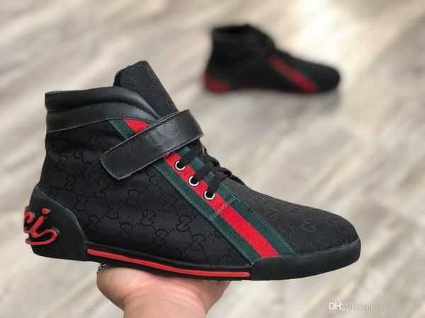 

summer men's fashion casual high-shoes, printed stripes, comfortable and versatile men's luxury shoesas, Red;white