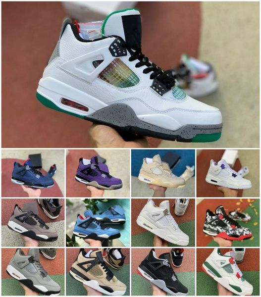 

new 4s travis scotts mens basketball shoes unc white cement rasta retroes jumpman 4 winterized loyal blue mushroom cool grey raptors sneaker, Black
