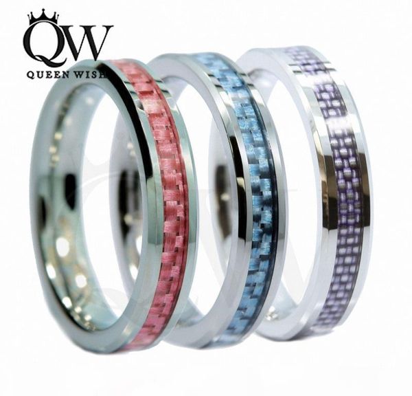 

women rings tungsten carbide 4mm tungsten ring wedding band carbon fiber inlay wedding ring sets statement anniversary band women's jew, Slivery;golden