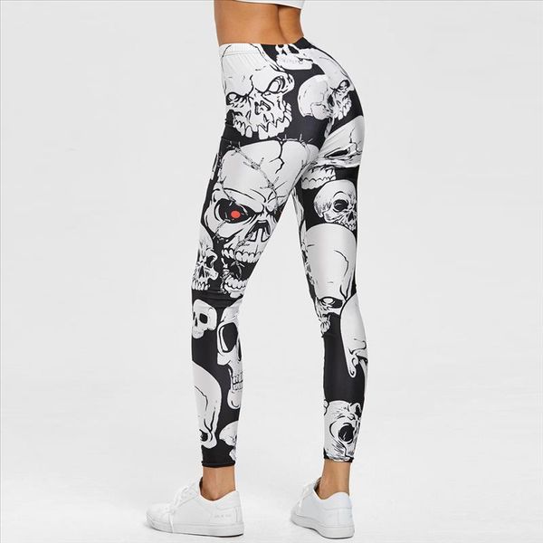 

punk style skull leggings women printed leggings high waist sports skinny workout casual fitness leggings 2020 mujer pants sw, Black