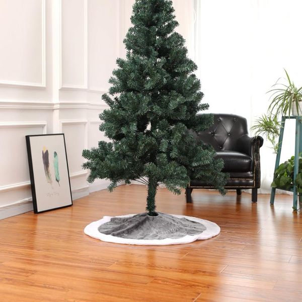 

90cm white gray star pattern plush christmas tree skirt christmas-tree decorations home decor