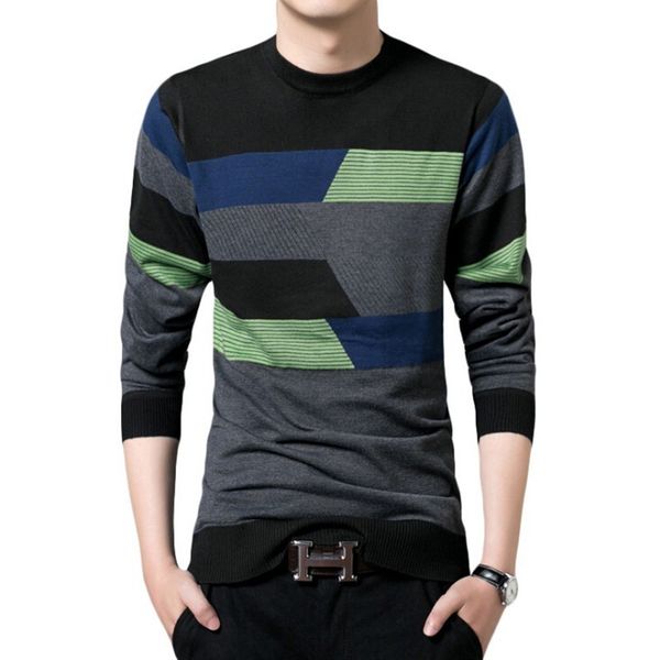 

men's sweaters zollrfea fashion men casual warm sweater round neck patchwork knitted male plus size ad00156, White;black