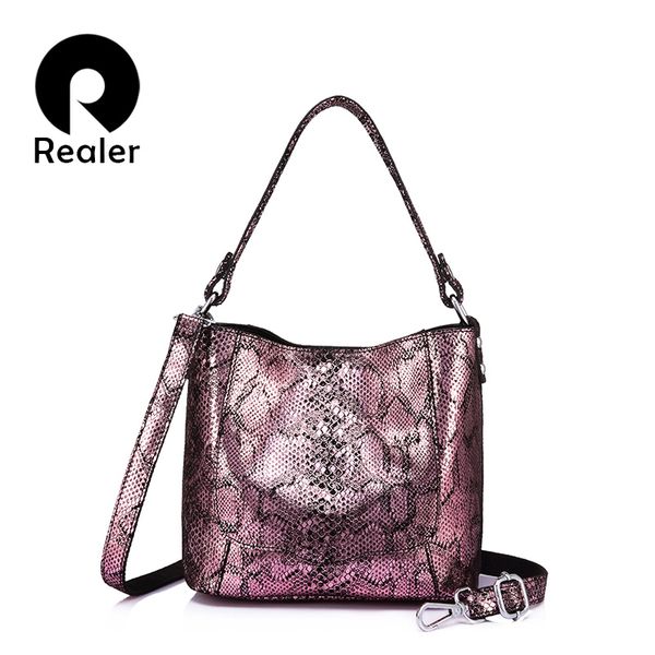 

realer women handbag genuine leather shoulder crossbody bag female fashion totes girl bucket messenger bags ladie handle bag